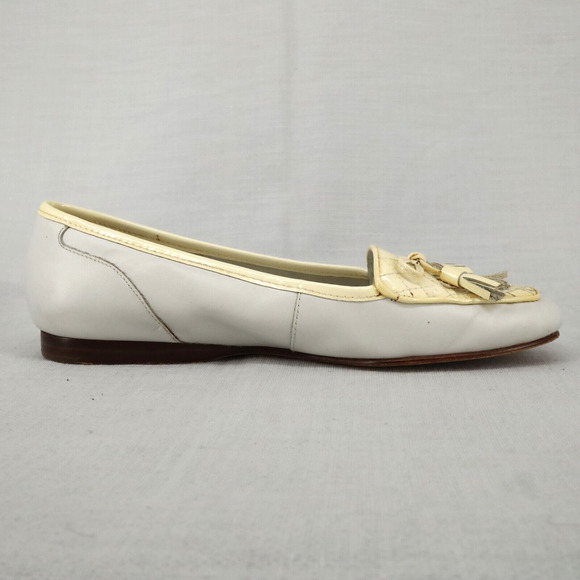 Enzo Angiolini Shoes Womens 5.5 Leather Loafers Gray Beige Lizzia Flats Slip On - Picture 12 of 14